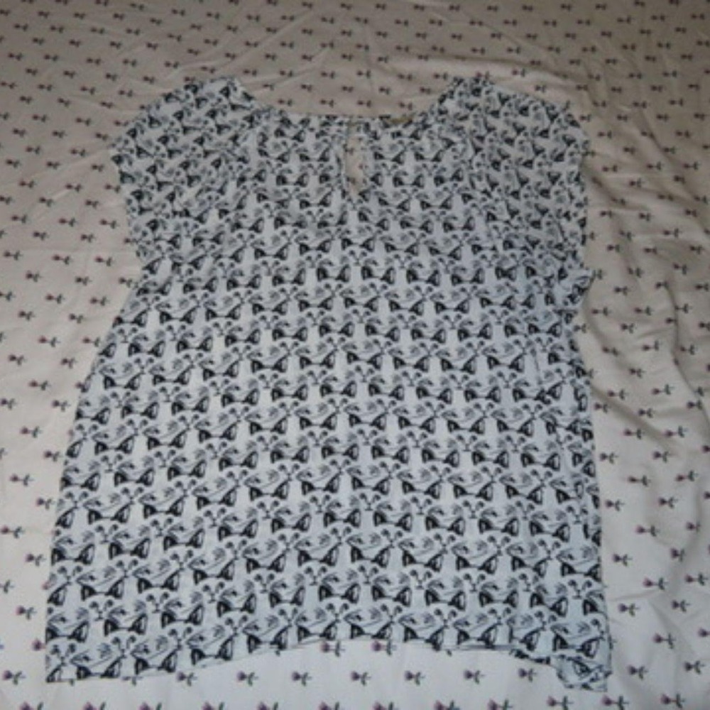 Lily White cat print blouse - women's size L